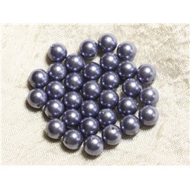 10Stk - Perlen Perlmuttkugeln 8mm ref C6 Blau Grau Horizon 4558550004161 