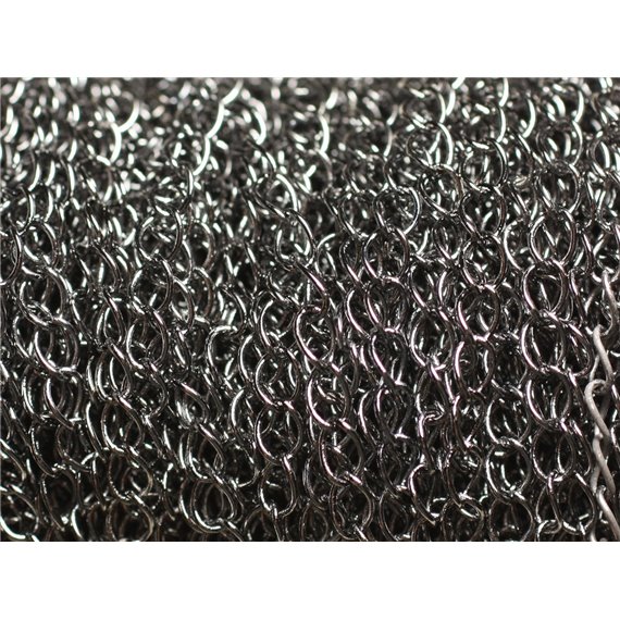 2 metres - Appret Chaine Métal Maillons ovales torsadés 5x4mm Argent Gris Noir - 7427039735711