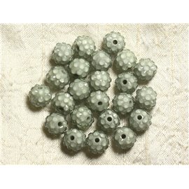 5pc - Perline Shamballas resina 12x10mm grigie e trasparenti 4558550004086 