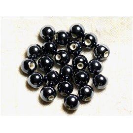 10st - Iriserend Zwart Porselein Keramiek Kralen Ballen 10mm 4558550007285 