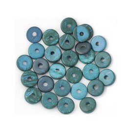 20st - Kokosnoot Hout Donut Kralen 12mm Rond Blauw Groen 4558550001306 