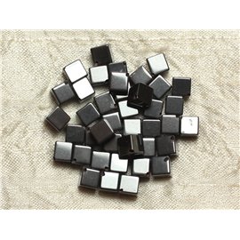 10pz - Perline di pietra - Cubi di ematite 8x6mm 4558550016485 