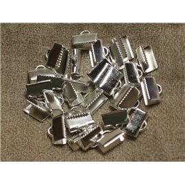 100pc - Quality 10x5mm Silver Metal End Caps 4558550016683 