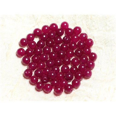 20pc - Perles Pierre - Jade Boules 6mm Rose Framboise Fuchsia - 4558550002457