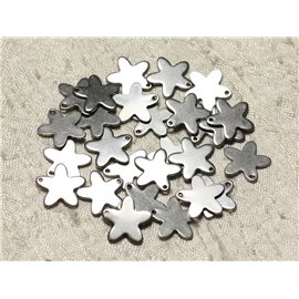 10Stk - Charms Anhänger Chirurgenstahl 304L - Blumen Sterne 14mm 4558550002532 