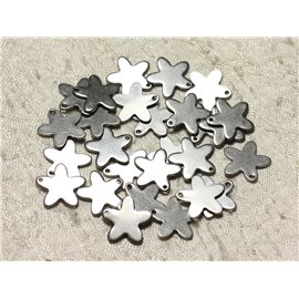 10pc - 304L Surgical Steel Pendants Charms - 14mm Star Flowers 4558550002532 