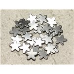 10pc - Breloques Pendentifs Acier Chirurgical 304L - Fleurs Etoiles 14mm   4558550002532 