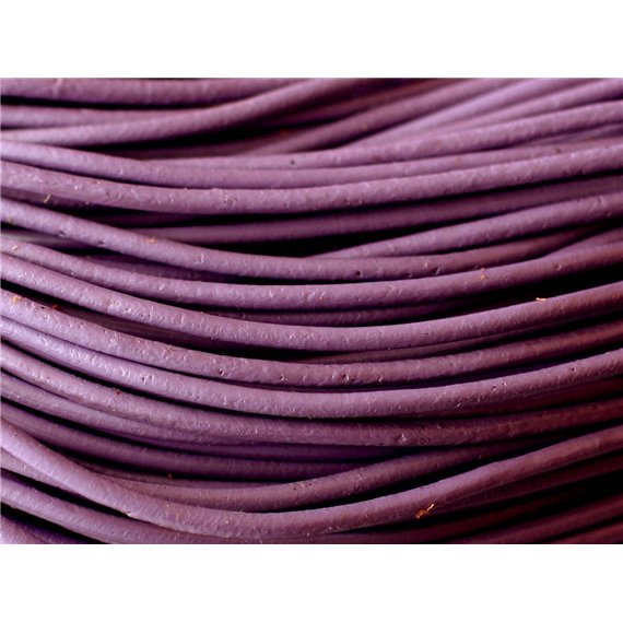 5 mètres - Cordon Cuir Véritable Violet Mauve 2mm   4558550001139 