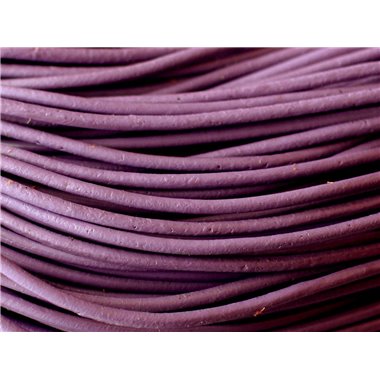 5 mètres - Cordon Cuir Véritable Violet Mauve 2mm   4558550001139 