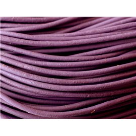 5 mètres - Fil Corde Cordon Cuir Rond 2mm Violet Mauve - 4558550001139