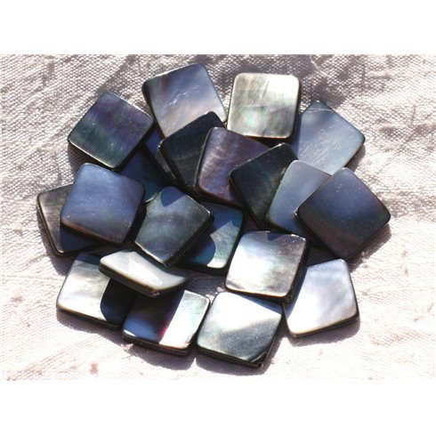 2pc - Perles Nacre noire naturelle - Losanges 19x15mm   4558550014917 