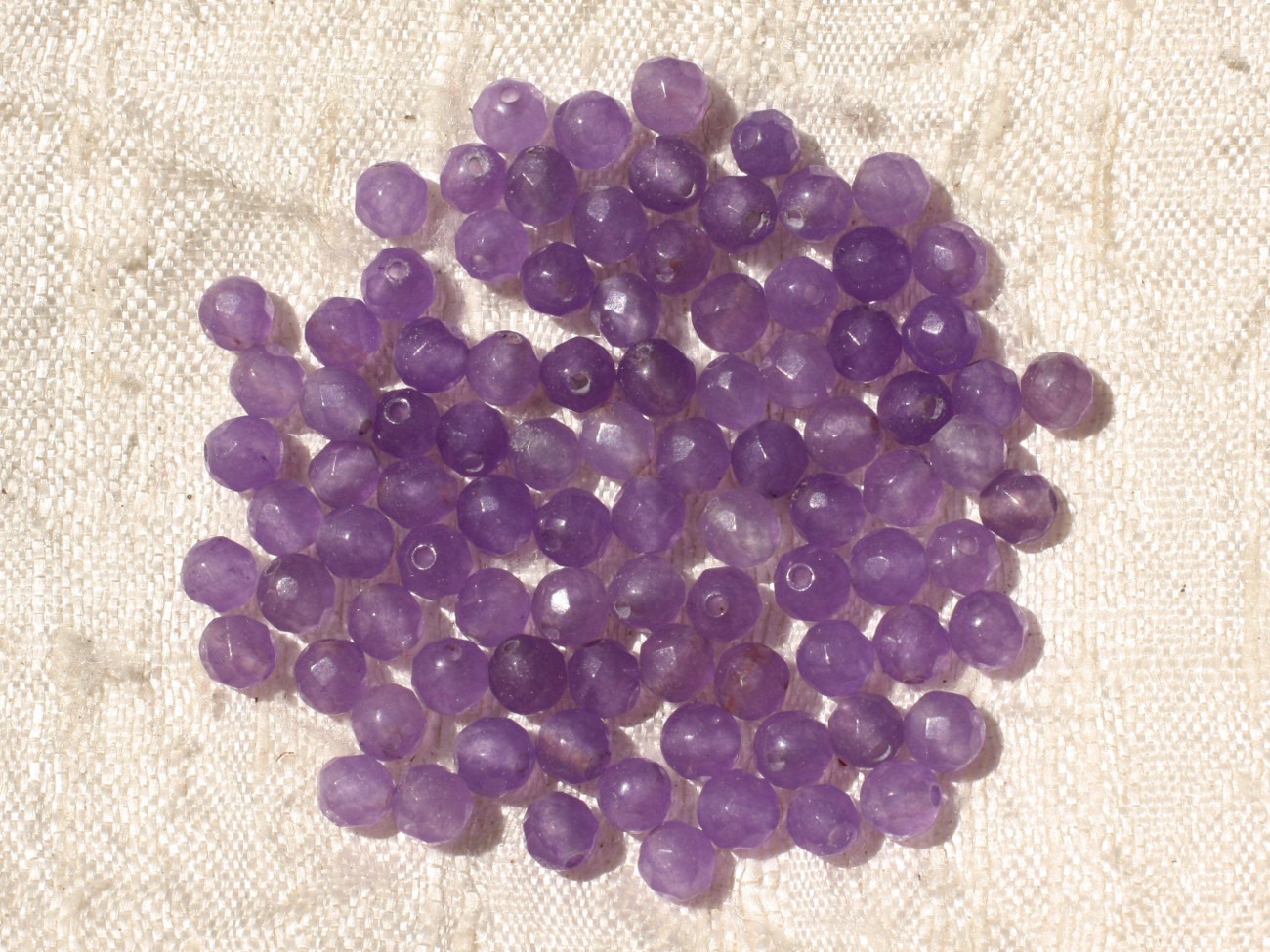 20pc - Perles de Pierre - Jade Boules Facettées 4mm Violet - 4558550017512 