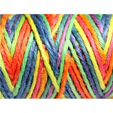 3 mètres - Cordon Ficelle Chanvre 1.5mm Multicolore - Jaune Orange Bleu Vert - 4558550083784 