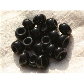 1pc - Stone Bead Drilling 6mm - Black Onyx Rondelle 13x7mm 4558550015907 