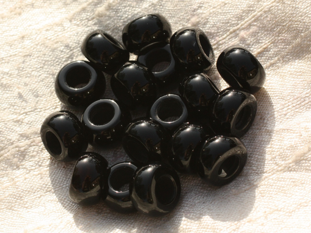 1pc - Perle de Pierre Perçage 6mm - Onyx Noir Rondelle 13x7mm   4558550015907 