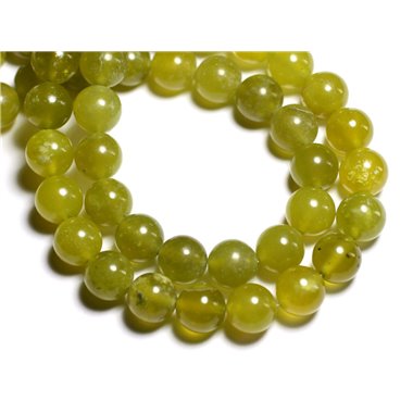 10pc - Perles de Pierre - Jade olive naturelle Boules 10mm  - 4558550018427 