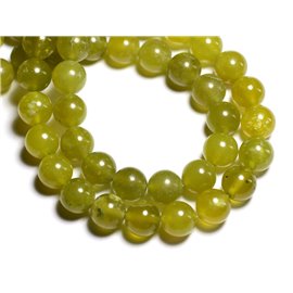 10pc - Stone Beads - Natural Olive Jade 10mm Balls - 4558550018427 