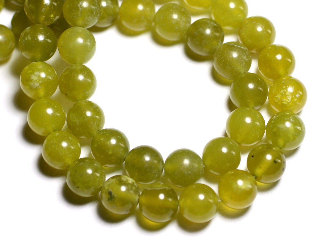 10pc - Perles de Pierre - Jade olive naturelle Boules 10mm  - 4558550018427 