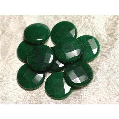 1pc - Perle de Pierre - Jade Verte Palet Facetté 25mm   4558550015587 