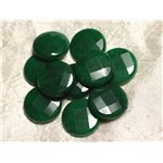 1pc - Perle de Pierre - Jade Verte Palet Facetté 25mm   4558550015587 