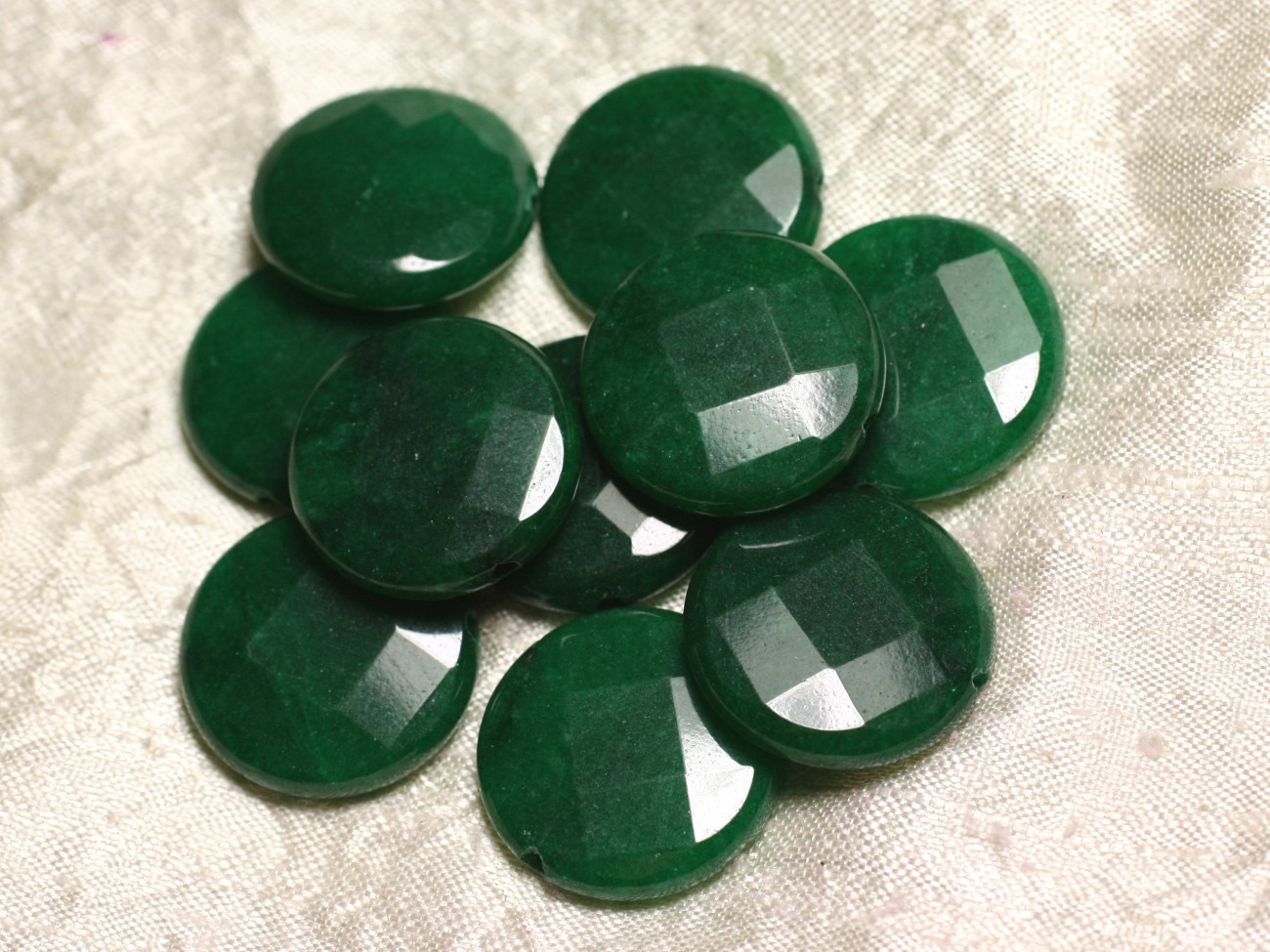 1pc - Perle de Pierre - Jade Verte Palet Facetté 25mm   4558550015587 