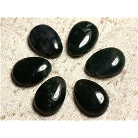 Semi precious stone pendant - moss agate drop 25mm - 4558550019288 