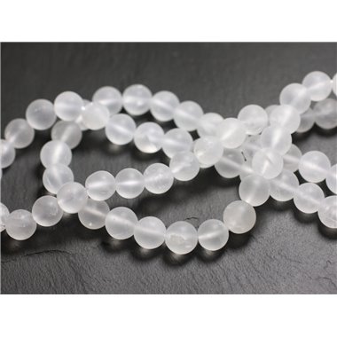 10pc - Perles Pierre - Cristal de Roche Quartz Boules 6mm Blanc Transparent Mat Sablé Givré - 4558550094186