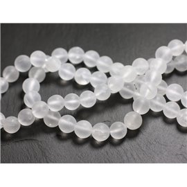 10 Stück - Perlen Stein - Bergkristall Quarzkugeln 6mm Weiß Transparent Matt Sandgestrahlt Matt Frosted - 4558550094186