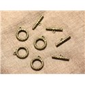 5pc - Fermoirs Toggle T Métal Bronze Rond 17mm   4558550001177 