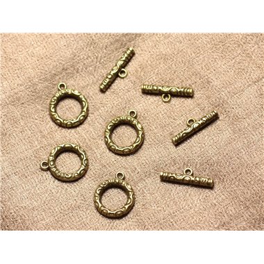 5pc - Apprets Fermoirs Toggle T Métal Bronze Ronds Cercles 17mm - 4558550001177