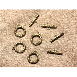 5Stk - Verschlüsse Toggle T Metall Bronze Rund 17mm 4558550001177 