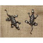 Pendentif Breloque Métal Argenté Rhodium - Lézard Gecko 50mm   4558550024589 