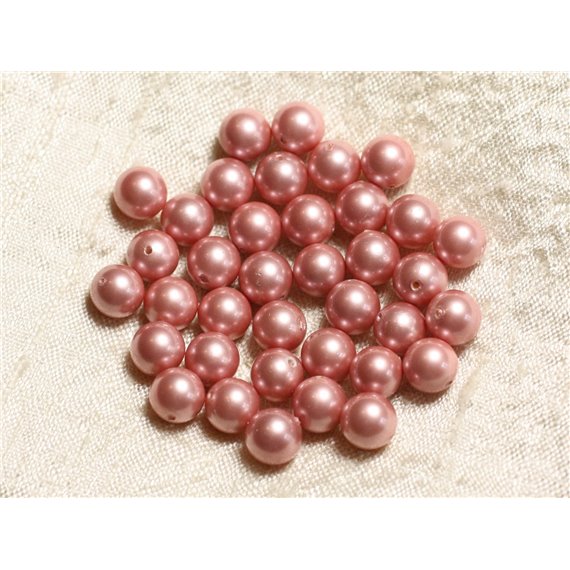 10pc - Perles Nacre Boules 8mm ref C2 Rose Saumon   4558550004246 