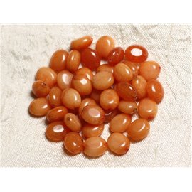 10Stk - Steinperlen - Oval Jade 10x8mm Orange - 4558550082107 