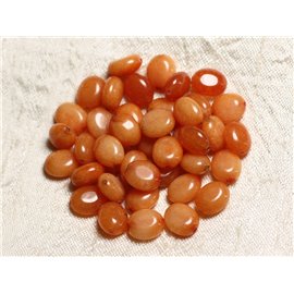 10pc - Stone Beads - Jade Oval 10x8mm Orange - 4558550082107 