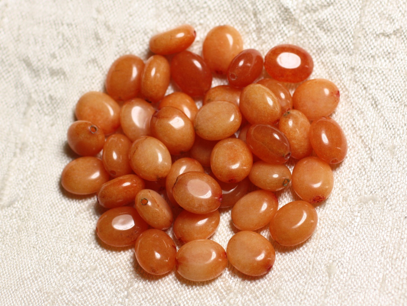 10pc - Perles de Pierre - Jade Ovales 10x8mm Orange - 4558550082107 