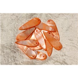 10Stk - Perlen Charms Anhänger Perlmutt Tropfen 35mm Orange Capucine - 4558550016584