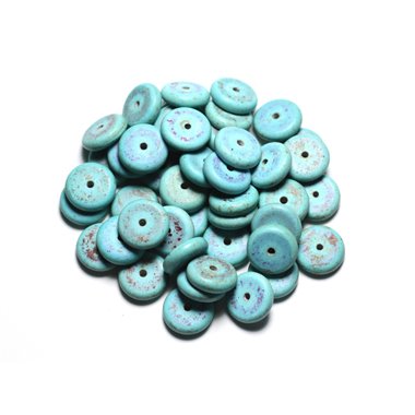 20pc - Perles de Pierre - Turquoise synthèse Rondelles 12mm Bleu Turquoise - 4558550082503 