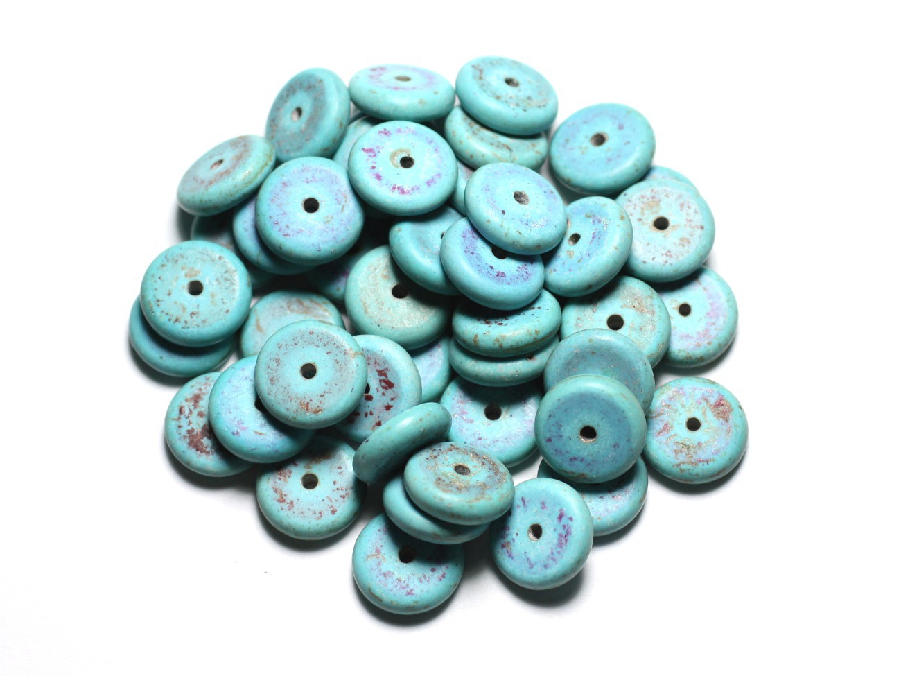 20pc - Perles de Pierre - Turquoise synthèse Rondelles 12mm Bleu Turquoise - 4558550082503 