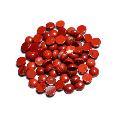 2pc - Cabochon Pierre - Jaspe Rouge Rond 6mm - 7427039732895