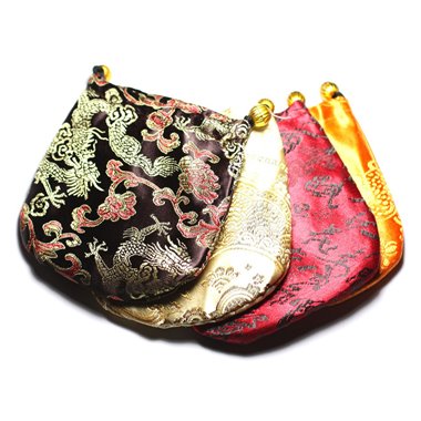 2pc - Sacs Pochettes Cadeaux Bijoux Tissu Satin 11cm Multicolore -  4558550082428 