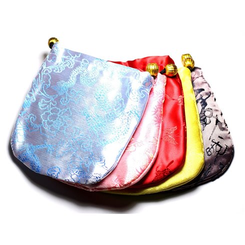 2pc - Sacs Pochettes Cadeaux Bijoux Tissu Satin 11cm Multicolore -  4558550082428 