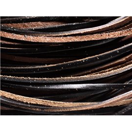 4 meters - Genuine Leather Strap 3x2mm Black and Beige - 4558550082480 