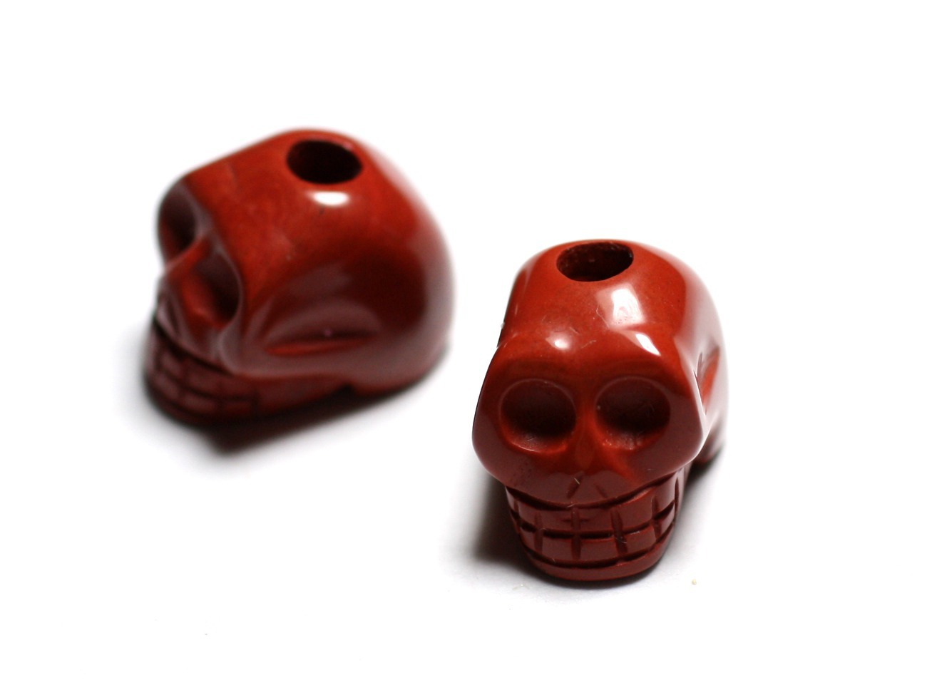 1pc - Perle de Pierre Jaspe Rouge - Crâne tête de mort 14x10mm Perçage Dessus 4558550038999 