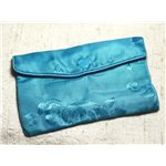 1pc - Sac Pochette Cadeaux Bijoux Tissu Fleurs 12x8cm Bleu Turquoise -  4558550082435 