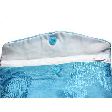 1pc - Sac Pochette Cadeaux Bijoux Tissu Fleurs 12x8cm Bleu Turquoise -  4558550082435 