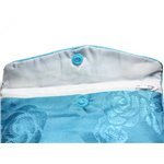 1pc - Sac Pochette Cadeaux Bijoux Tissu Fleurs 12x8cm Bleu Turquoise -  4558550082435 