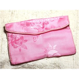 1pc - Gift Pouch Bag Jewelry Fabric Flowers 12x8cm Light pink - 4558550082473 