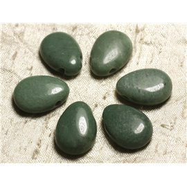 Semi Precious Stone Pendant - Green Jade Almond Drop 25mm 4558550024824 