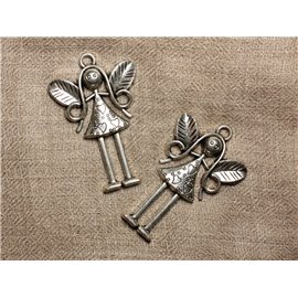1pc - Rhodium Silver Plated Metal Pendant - Fairy 55mm 4558550025043 